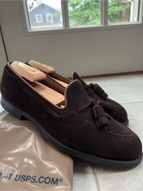 Crockett & Jones Cavendish 3 Dark Brown Suede Loafers with Tassels